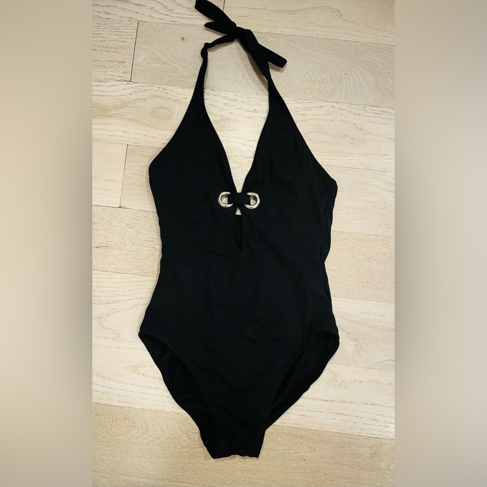 Black one piece with gold accent